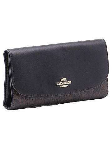 Coach Coach Signature Continental Wallet in Brown Coated Canvas and Leather (view 2)