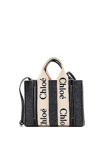 Chloé Woody Tote Recycled Felt with Leather and Canvas Small (view 1)