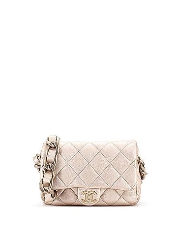 Chanel Chunky Chain CC Flap Bag Quilted Metallic Calfskin Small (view 1)