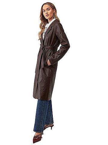 Unreal Fur Dark Brown Faux-Leather Trench Coat Trenchcoat (view 2)