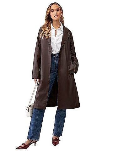 Unreal Fur Dark Brown Faux-Leather Trench Coat Trenchcoat (view 1)