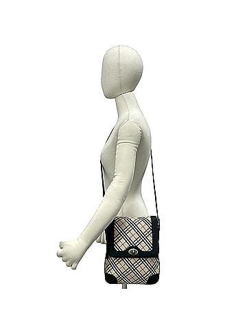 Burberry BURBERRY Nova Check Pattern Turnlock Canvas Leather Shoulder Bag Beige Black 80542 (view 2)