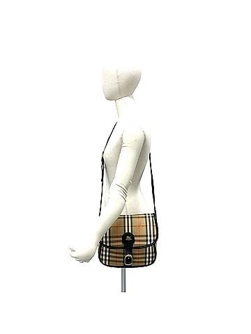 Burberry BURBERRYS Nova Check pattern Shadow Horse logo canvas and leather shoulder bag, brown, 61748 (view 2)