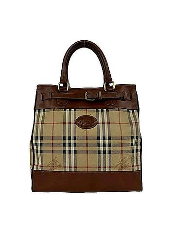 Burberry BURBERRYS Nova Check Shadow Horse Pattern Leather Handbag Tote Bag Brown Beige 52624 (view 1)
