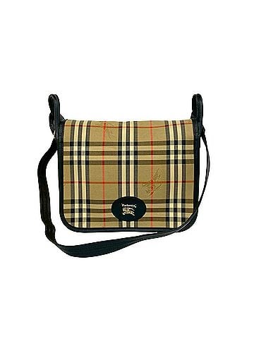 Burberry Burberrys Nova Check pattern Shadow Horse logo canvas and leather shoulder bag, black/beige, 61855 (view 1)
