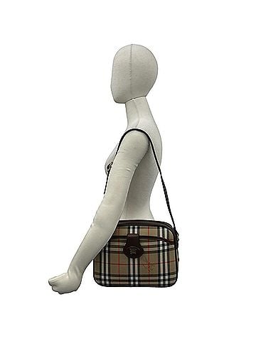 Burberry Burberrys Nova Check pattern Shadow Horse logo canvas and leather semi-shoulder bag, brown, 21271 (view 2)