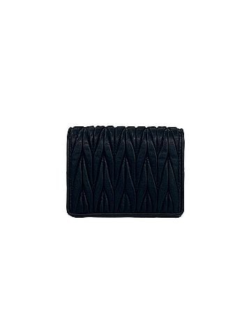 Miu Miu MIUMIU Miu Logo Hardware Matelassé Leather Bi-fold Mini Wallet, Business Card Holder/Card Case, Coin Purse, Black 40515 (view 2)