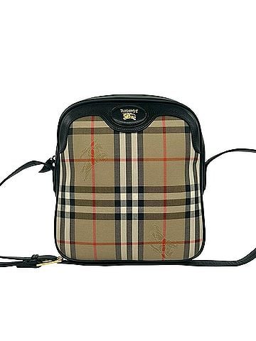Burberry Burberrys Shadow Horse Logo Nova Check Pattern Canvas Leather Shoulder Bag Beige Black 39728 (view 1)