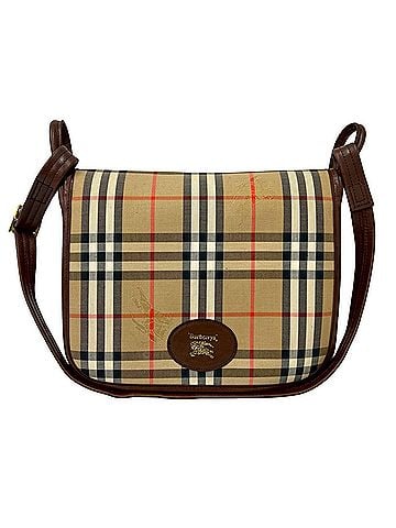 Burberry Burberrys Vintage Nova Check Shadow Horse Canvas Leather Shoulder Bag, Brown, 55980 (view 1)