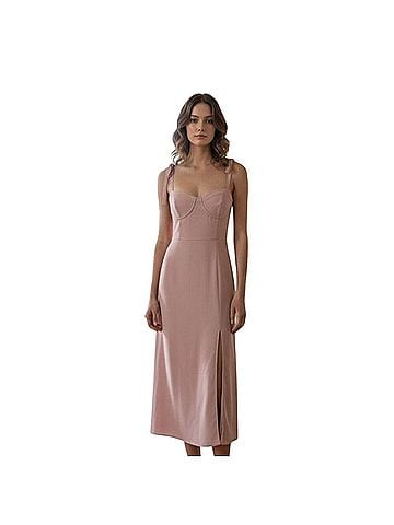 Dessy Collection DesertRose Bustier Midi Cocktail Dress (view 1)