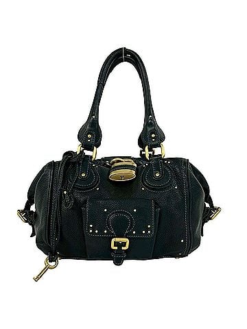 Chloé Chloé Chloe Paddington Logo Engraved Hardware Leather Handbag Tote Bag Black 46293 (view 1)