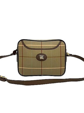 Burberry Burberrys Logo Shadow Horse Nova Check Canvas Leather Genuine Shoulder Bag Sacoche Khaki 22668 (view 1)