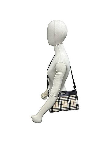 Burberry BURBERRY Nova Check pattern logo hardware canvas leather genuine shoulder bag brown beige 53538 (view 2)