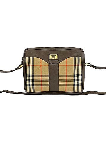 Burberry Burberrys Nova Check pattern Shadow Horse logo hardware canvas leather genuine shoulder bag brown 86479 (view 1)