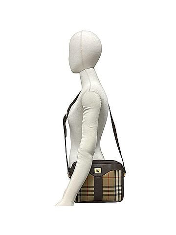 Burberry Burberrys Nova Check pattern Shadow Horse logo hardware canvas leather genuine shoulder bag brown 86479 (view 2)
