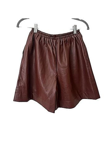 STAUD Clark Faux Leather Shorts (view 2)