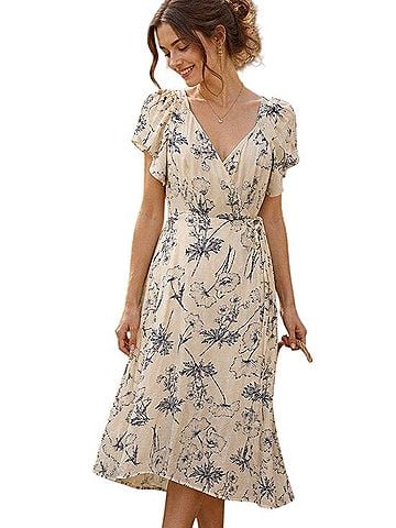 ASTR The Label Sketch Floral Elysian Midi Dress Casual Dress (view 1)
