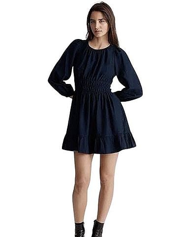 Madewell Smocked-Waist Long-Sleeve Mini Dress Casual Dress (view 1)