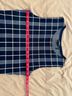 Theory Plaid Blue White Black Sleeveless Blouse Size M - photo 5