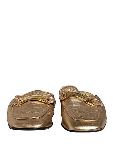 Dolce & Gabbana Gold Leather Flats Slides Mule Loafers Women's Shoes (view 1)