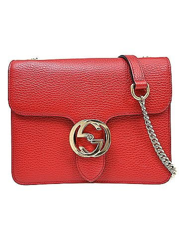 Gucci Interlocking Leather Red Leather Shoulder Bag Bag (view 1)