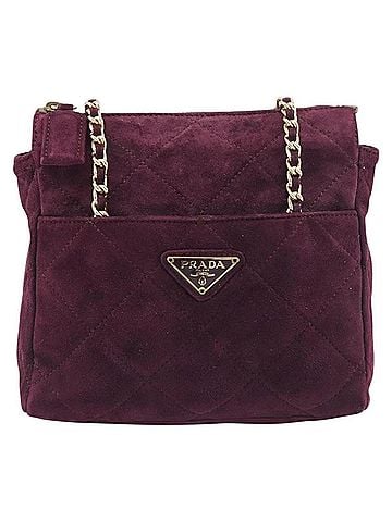 Prada Vintage Chain Flap Suede Burgundy Suede Shoulder Bag Bag (view 1)