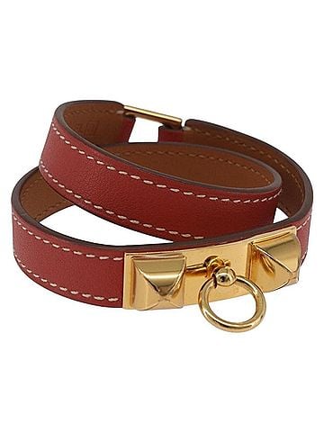 Hermès Rivale Double Tour Leather Red Leather Bracelet Jewelry (view 1)