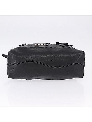 Miu Miu Zip Front Pocket Shopping Tote Leather Black Leather Shoulder Bag Bag (view 2)