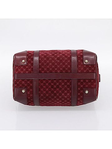 Céline Vintage Macadam Boston Velvet And Leather Burgundy Velvet Handbag (view 2)