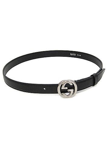 Gucci Interlocking G Belt (Outlet) Leather Black Leather Belts Accessory (view 1)