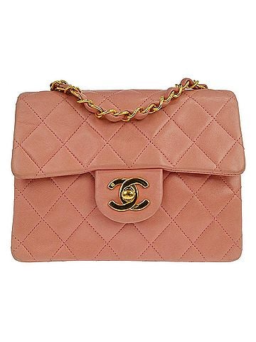 Chanel Vintage Square Classic Single Flap Quilted Lambskin Pink Leather Handbag (view 1)