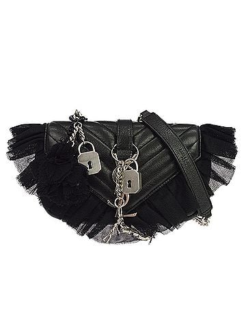 Saint Laurent Loulou Puffer Leather &amp; Tulle Black Leather Shoulder Bag Bag (view 1)