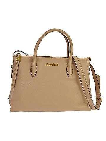 Miu Miu Madras Convertible Side Zip Satchel Leather Beige Leather Tote Bag Bag (view 1)