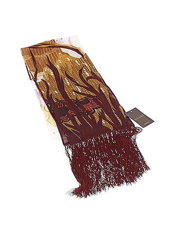 Gucci Printed Silk Fringed Scarf Silk Burgundy Silk Scarve &amp; Shawl Accessory (view 1)