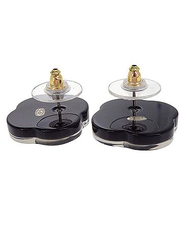 Chanel Camellia Stud Plastic White Plastic Earrings Jewelry (view 2)