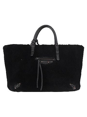 Balenciaga Papier A4 Classic Studs Shearling Black Fur Handbag (view 1)
