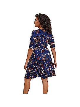 Torrid Knit Floral Super Soft Skater Dress Casual Dress (view 2)