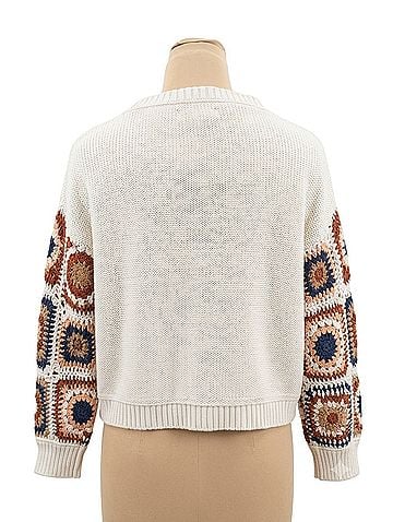 American Eagle Outfitters Retro Bohemian Crochet Crew Neck Sweater Pullover Sweater (view 2)