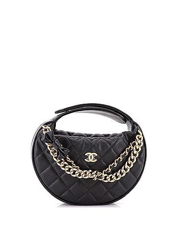 Chanel Double Chain Bow Hobo Pouch Quilted Caviar Mini (view 1)