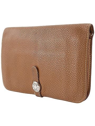 Hermès Hermes Dogon Long Wallet, Taurillon Clemence Leather, Gold, 2005 Model, Brown, ?I, Belt Buckle, Dogon, Unisex (view 2)