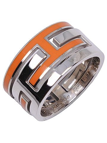 Hermès Hermes Move Ash ring, sterling silver 925 x enamel orange, approximately 6g, unisex. (view 1)