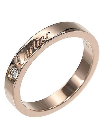 Cartier Cartier C de Engraved Ring, 18K Pink Gold, Diamond, Approx. 3.39g (view 1)