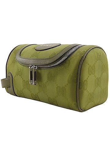 Gucci Gucci GUCCI Cosmetic Pouch Jumbo GG Handbag 739378 Canvas Green Double Zipper Unisex (view 2)
