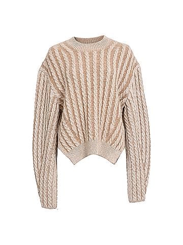 Chloé Chloé Cable-Knit Sweater in Beige Wool (view 1)