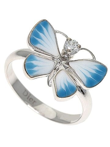 Christian Dior Christian Dior Dior Butterfly Motif 1P Diamond Pinky Ring, 18K White Gold, Women's Ring (view 1)