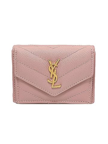 Yves Saint Laurent Yves Saint Laurent V-stitch Compact Wallet, Bi-fold Calfskin, Women's (view 1)