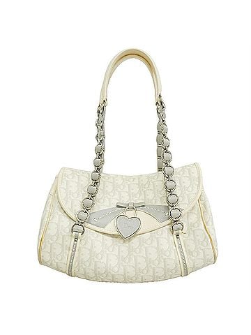 Christian Dior Christian Dior Trotter Leather Shoulder Bag, White, Women's (view 1)