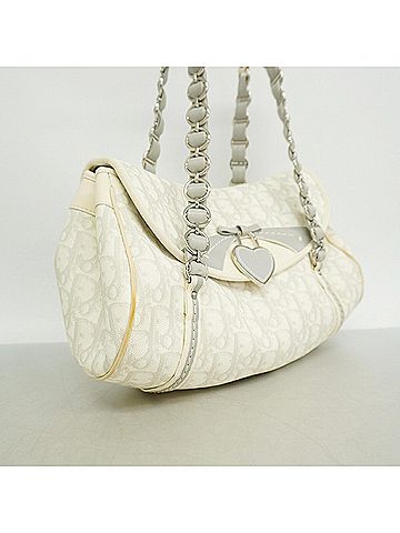 Christian Dior Christian Dior Trotter Leather Shoulder Bag, White, Women's (view 2)