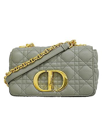 Christian Dior Christian Dior Cannage Caro Shoulder Bag, Leather, Gray, Women's (view 1)