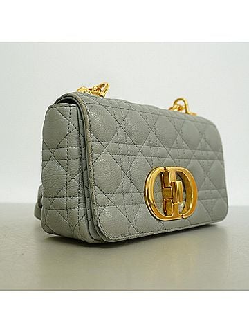 Christian Dior Christian Dior Cannage Caro Shoulder Bag, Leather, Gray, Women's (view 2)
